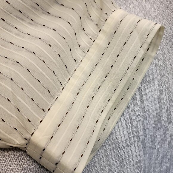 Maggie Barnes Womens Plus Size 2X White Striped Button-Up Blouse Flowy Sheer - Picture 5 of 8